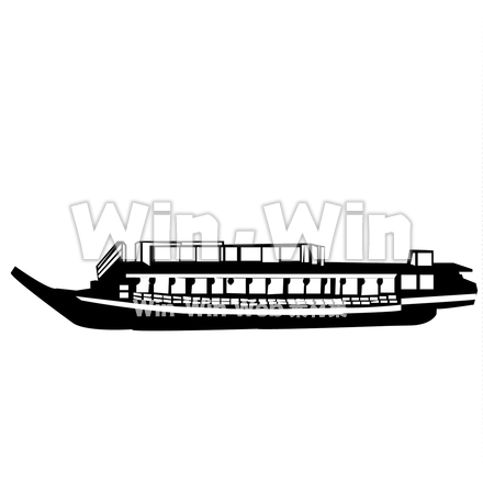 屋形船のシルエット素材 W-023761
