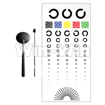 視力検査表と検査グッズのCG・イラスト素材 W-023108