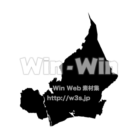静岡県富士市の地図のシルエット素材 W-023796