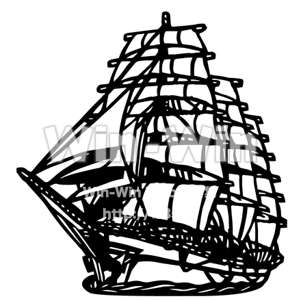帆船のシルエット素材 W-023434