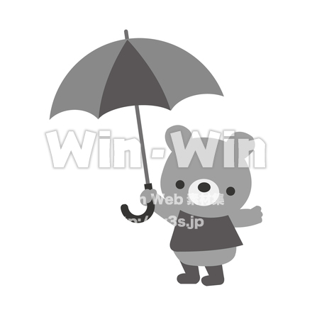 傘と熊さんのシルエット素材 W-023960