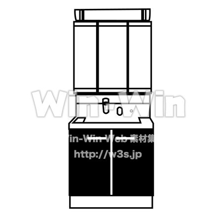 洗面台&三面鏡のシルエット素材 W-022768