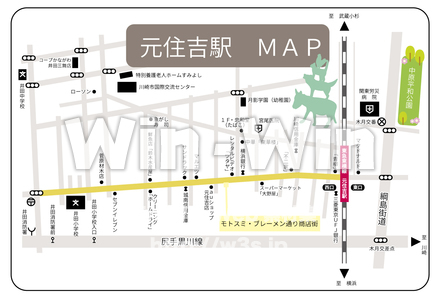 地図「元住吉駅」のCG・イラスト素材 W-023834