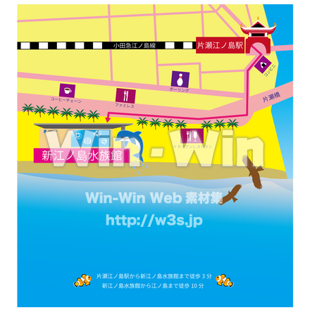 (地図)新江ノ島水族館のCG・イラスト素材 W-024020