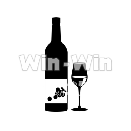 ワインとワイングラスのシルエット素材 W-024010