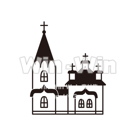 函館カトリック元町教会のシルエット素材 W-024593