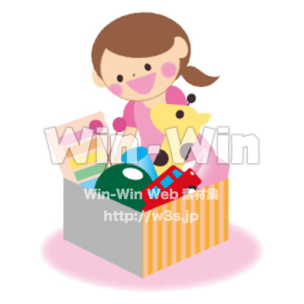 おもちゃ箱を見る女の子のCG・イラスト素材 W-025518