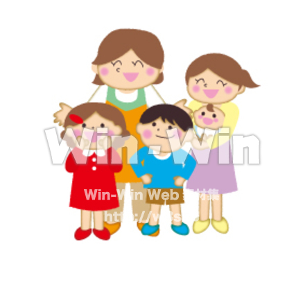 子育て支援の女性と母親、赤ちゃん、子どものCG・イラスト素材 W-025532