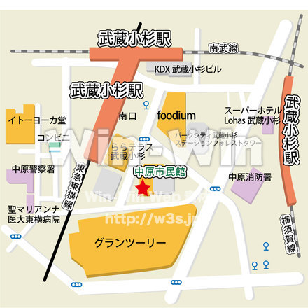 武蔵小杉駅周辺地図のCG・イラスト素材 W-025377