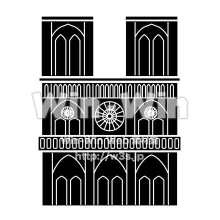 ノートルダム大聖堂のシルエット素材 W-025922