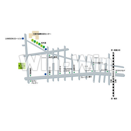 川崎市聴覚障害者情報文化センター地図のCG・イラスト素材 W-025334