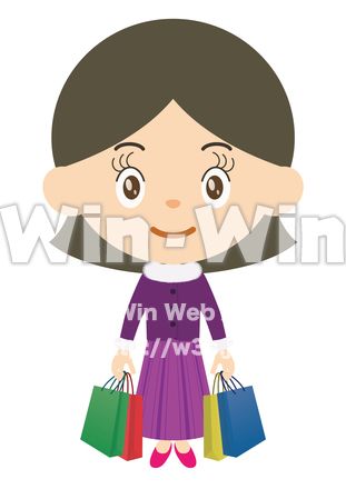 お買い物をしている女の子のCG・イラスト素材 W-025084