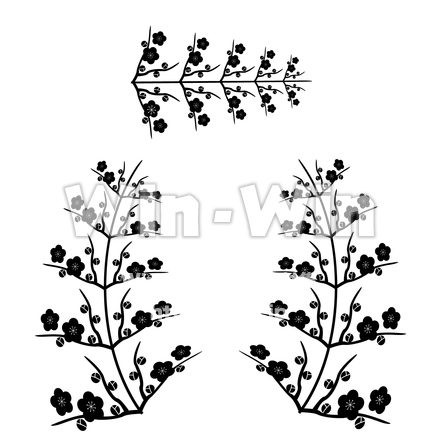 梅の花輪のシルエット素材 W-025216