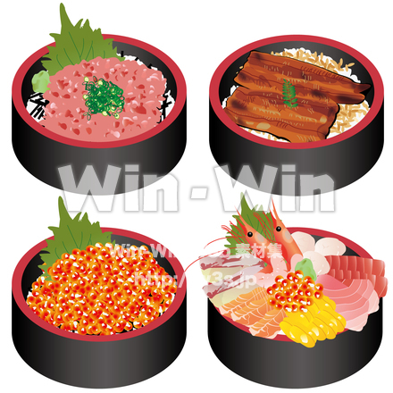 海鮮丼バリエーション4のCG・イラスト素材 W-024212