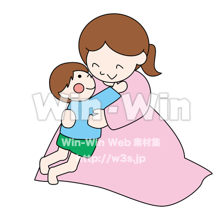 お母さんに抱きつく子供のCG・イラスト素材 W-027153