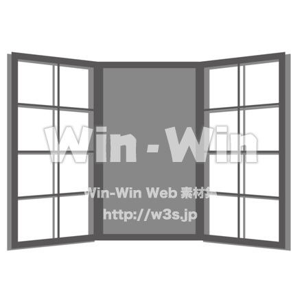 開いた窓のシルエット素材 W-026026