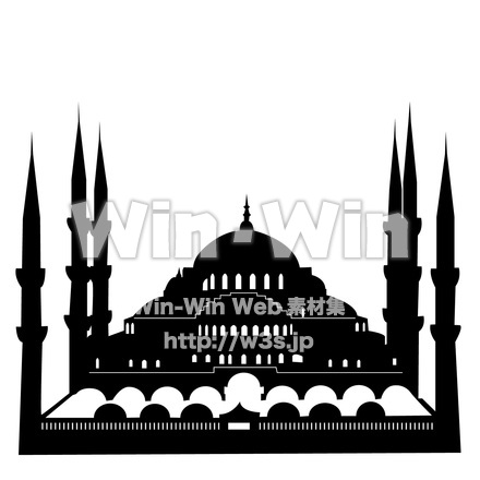トルコのブルーモスクのシルエット素材 W-027571