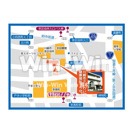 川崎市健康福祉プラザ周辺地図のCG・イラスト素材 W-026105