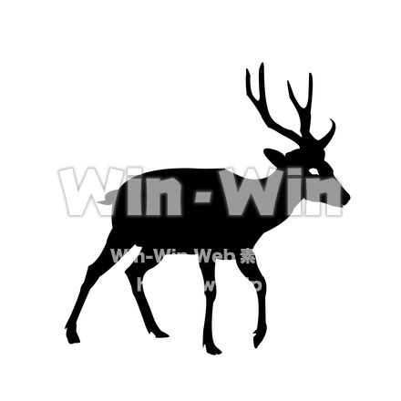 鹿のシルエット素材 W-026179