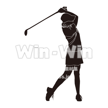 ゴルフをする女性のシルエット素材 W-027602