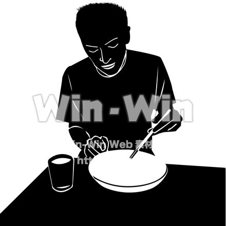 食事をする男性のシルエット素材 W-027807