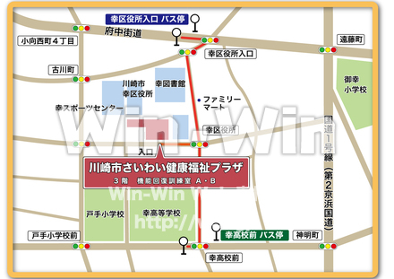川崎市さいわい健康福祉プラザ-地図のCG・イラスト素材 W-026059