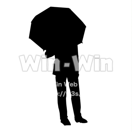 傘をさす人のシルエット素材 W-027342