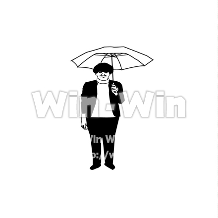傘をさす男のシルエット素材 W-027172