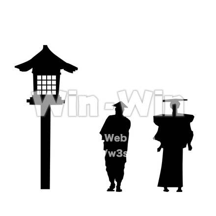 飛騨高山祭‒燈篭1 人2人のシルエット素材 W-026171