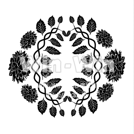 ダリアの花輪のシルエット素材 W-028689