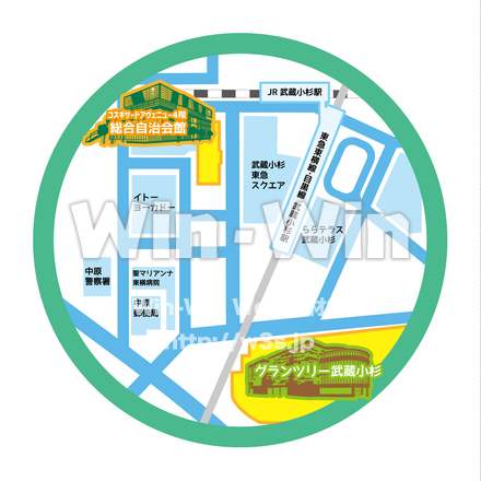 武蔵小杉駅周辺の地図のCG・イラスト素材 W-029183