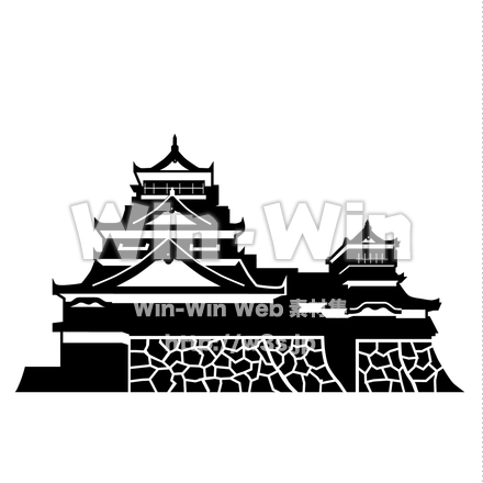 熊本城のシルエット素材 W-028717