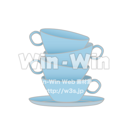 ティーカップ（水色）のシルエット素材 W-028008