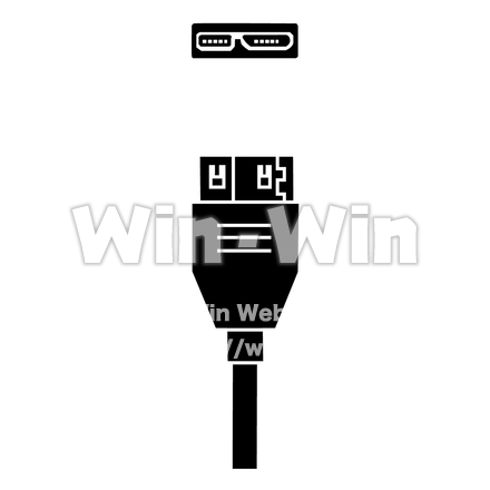 USB Micro-B コネクタのシルエット素材 W-028411