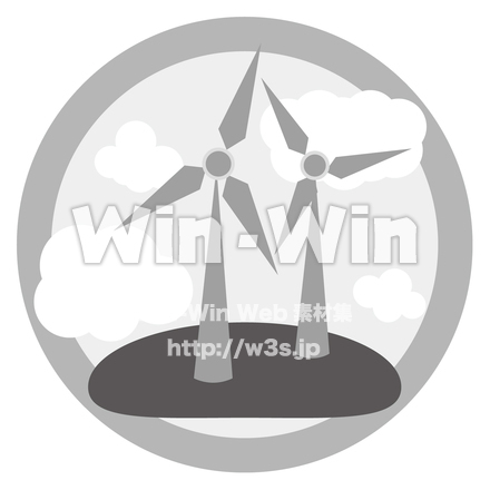 風力発電のシルエット素材 W-028791