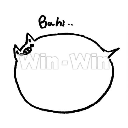 ブタ吹き出しのシルエット素材 W-030696