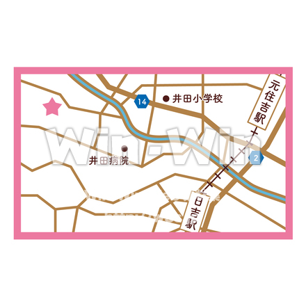 川崎市中央療育センター地図のCG・イラスト素材 W-030113