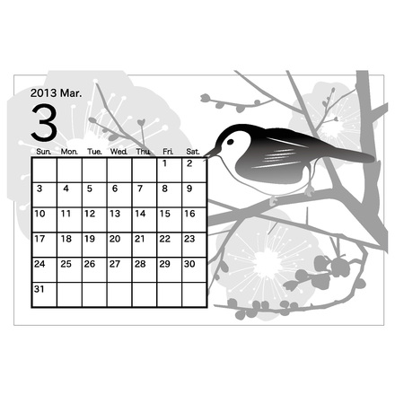 2013年3月カレンダー D-000744 のカレンダー