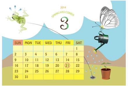 2014年3月カレンダー D-001662 のカレンダー