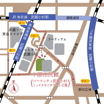 中原市民館地図（2014年） D-002454 のチラシ