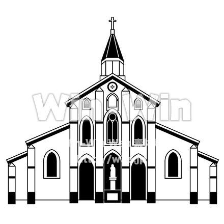大浦天主堂のシルエット素材 W-004145