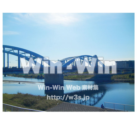 多摩川と丸子橋の写真素材 W-013256