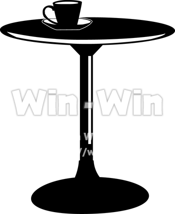 テーブルとティーカップのシルエット素材 W-013924