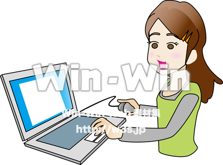 パソコンをする女性のCG・イラスト素材 W-012063