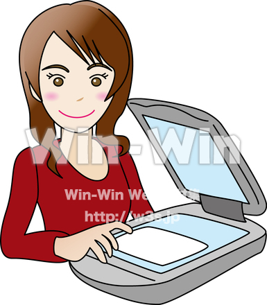 スキャナーをする女性のCG・イラスト素材 W-012068