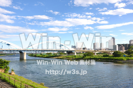 丸子橋と中原区の写真素材 W-014811