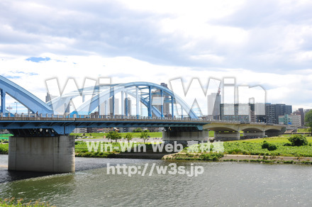 丸子橋と中原区の写真素材 W-014817