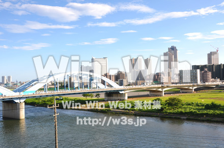 丸子橋と中原区の写真素材 W-014815