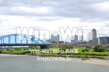 丸子橋と中原区の写真素材 W-014807