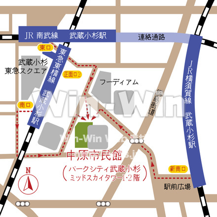 中原市民館地図のCG・イラスト素材 W-016658